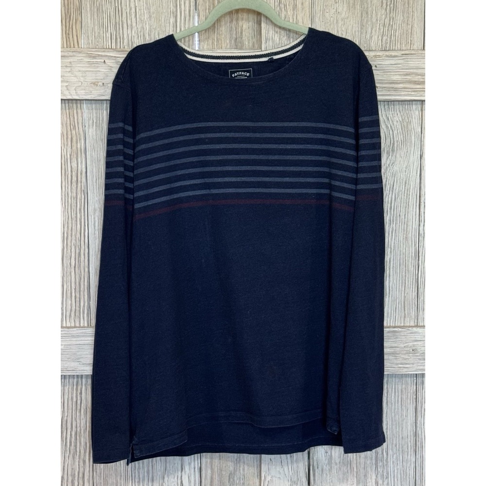 Fat Face Men's T-Shirt Long Sleeve XL Blue 100% Cotton Basic